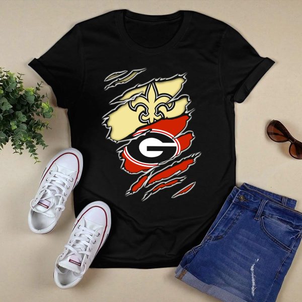 New Orleans Saints Georgia Bulldogs T Shirt 1