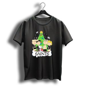 New Orleans Saints Snoopy Christmas Tree Peanuts Characters Snowflakes T Shirt