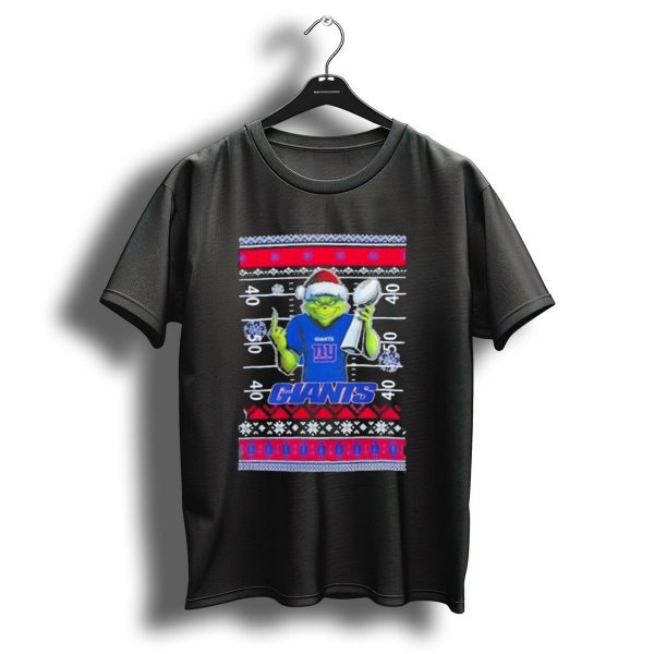 New York Giants Grinch Christmas With Lombardi Trophy Ugly Sweater T Shirt 1 t shirt 1