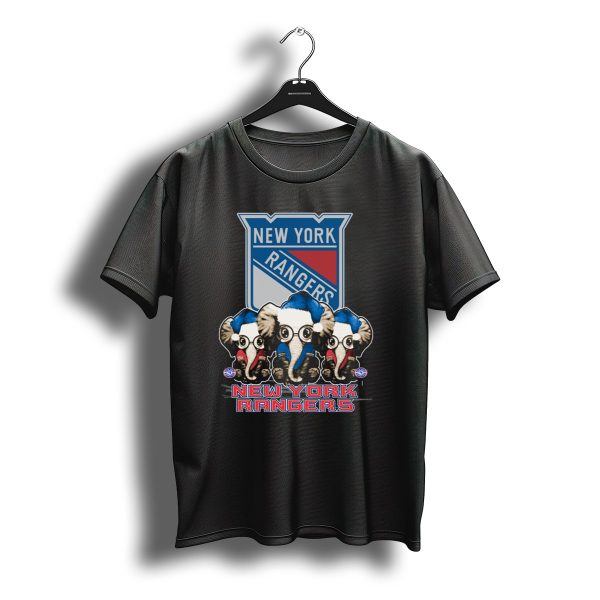 New York Rangers Christmas Elephants In Santa Hats T Shirt t shirt 1