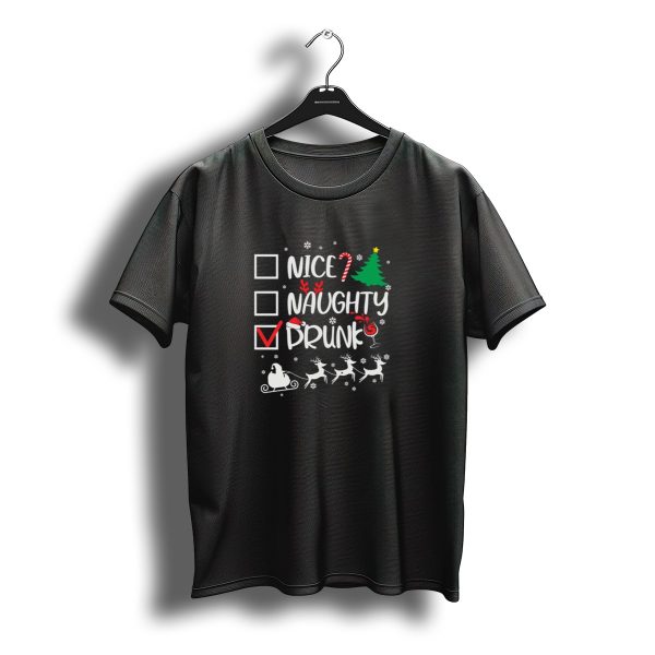 Nice Naughty Drunk Santa Claus Checklist Christmas Humor T Shirt t shirt 1