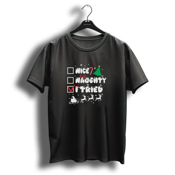 Nice Naughty I Tried Christmas Santa Reindeer T Shirt 1 t shirt 1