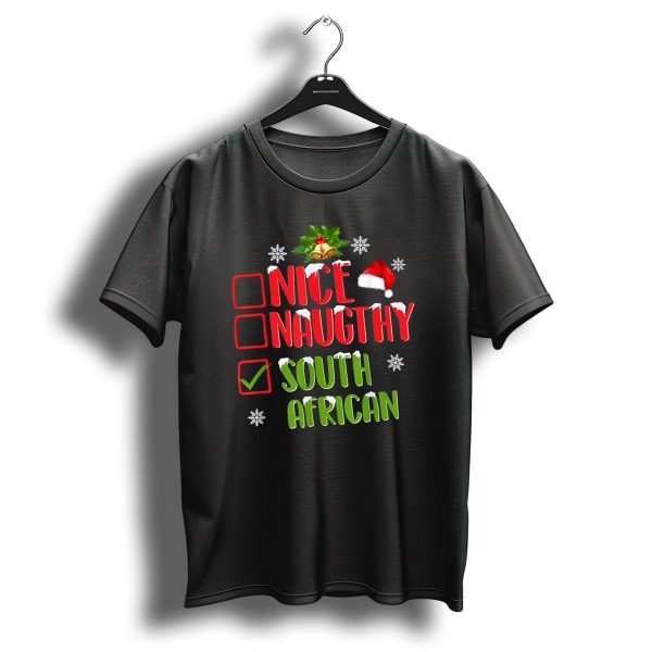 Nice Naughty South African Christmas Bells Santa Hat Snowflakes T Shirt 1 t shirt 1