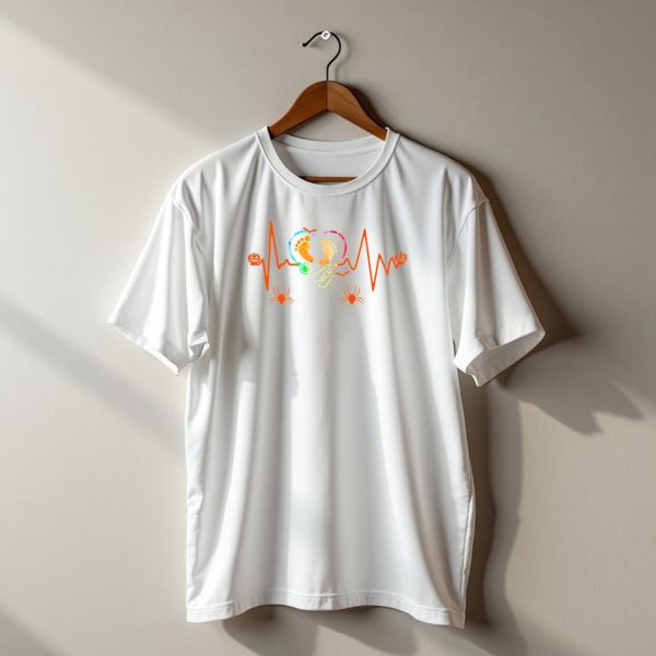 Nicu Nurse Heartbeat Halloween Jack O Lanterns And Spiders T Shirt t shirt 1