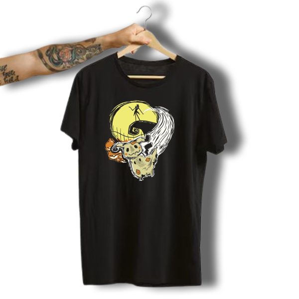 Nightmare Before Mimikyu Crossover Halloween Scene With Pumpkin And Crescent Moon T Shirt t shirt 1