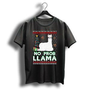 No Prob Llama Alpaca Christmas Tree Festive T Shirt