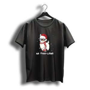 No Prob Llama Santa Hat Christmas Scarf Sunglasses Snowflakes T-Shirt