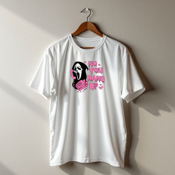 No You Hang Up First Ghost Face Pink Phone Halloween T Shirt t shirt 1