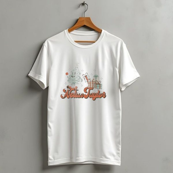 Nolan Taylor Festive Christmas Tree With Gifts And Snowy Stars T Shirt 1 t shirt 1