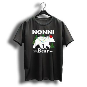 Nonni Bear Christmas Lights Santa Hat Trees T Shirt