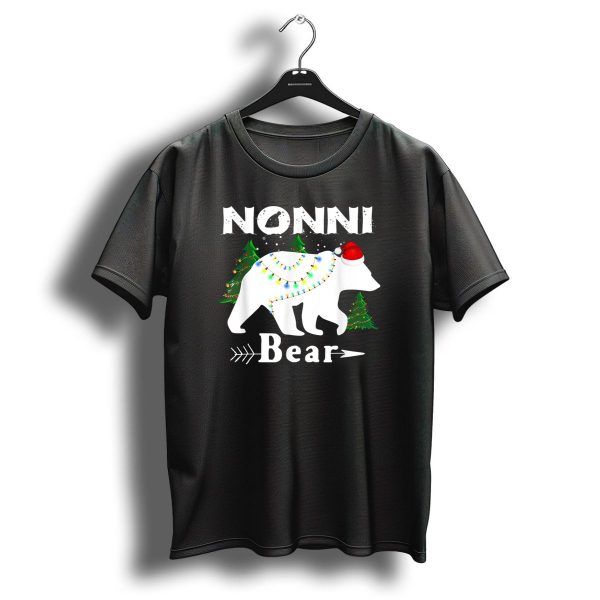 Nonni Bear Christmas Lights Santa Hat Trees T Shirt 1 t shirt 1