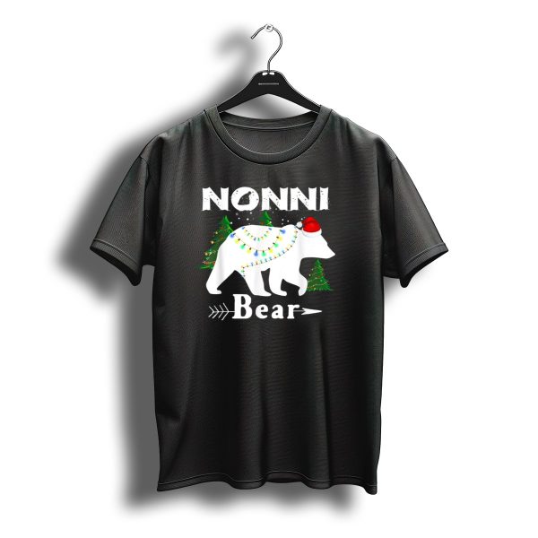 Nonni Bear Christmas Lights Santa Hat Trees T Shirt t shirt 1