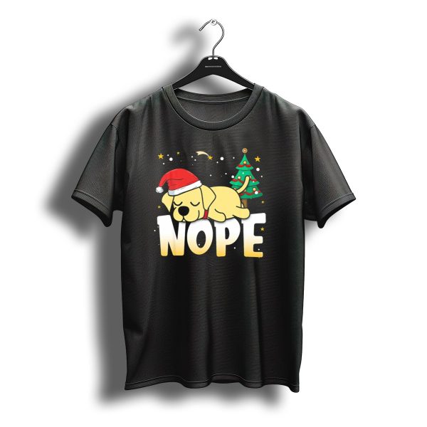 Nope Lazy Retriever Christmas Labrador Santa Hat T Shirt t shirt 1