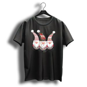 Nordic Gnomes With Festive Patterned Hats And Christmas Lights T Shirt