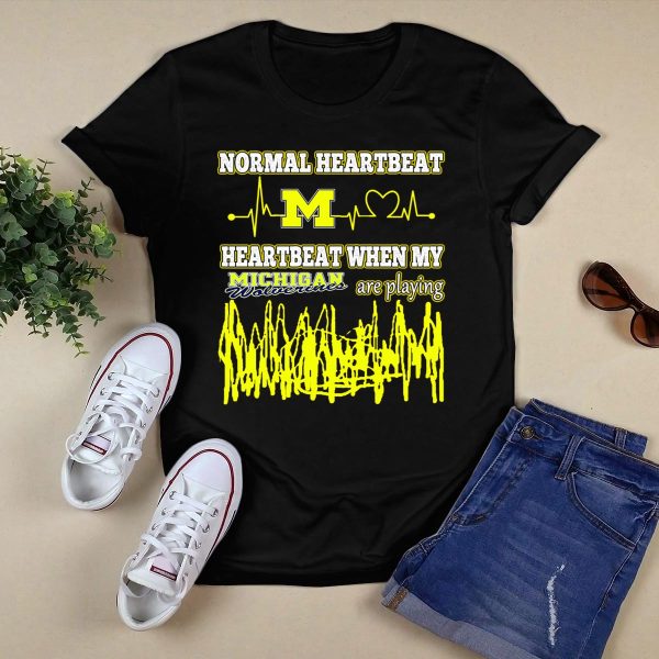 Normal Heartbeat M Heartbeat When My Michigan Wolverines Are Playing T Shirt Black 1