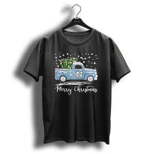 North Carolina Tar Heels Merry Christmas Pickup Truck With Tree T Shirt