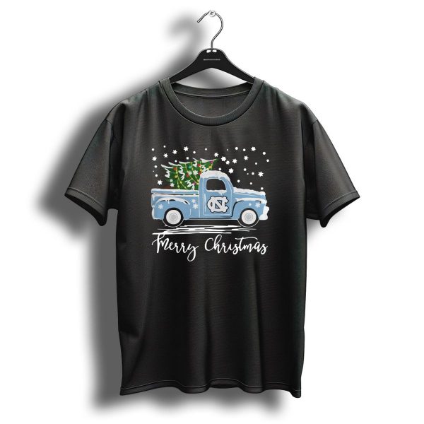 North Carolina Tar Heels Merry Christmas Pickup Truck With Tree T Shirt 1 t shirt 1
