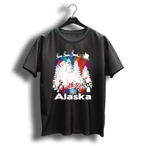 North Pole Alaska Polar Bear Penguins Christmas Scene T Shirt