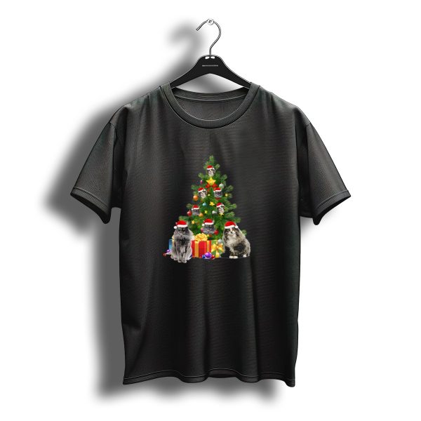 Norwegian Forest Cat Christmas Tree With Santa Hats And Gifts T Shirt t shirt 1