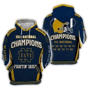Notre Dame Fighting Irish 11X National Champions All Over Print Hoodie