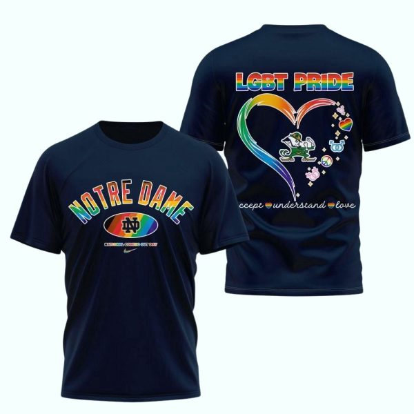 Notre Dame Fighting Irish 2025 NCAA National Coming Out Day Pride AOP T Shirt