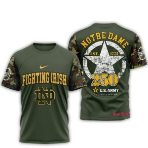 Notre Dame Fighting Irish 250 Years Us Army All Over Print T Shirt