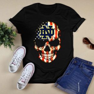 Notre Dame Fighting Irish American Flag Skull T-Shirt