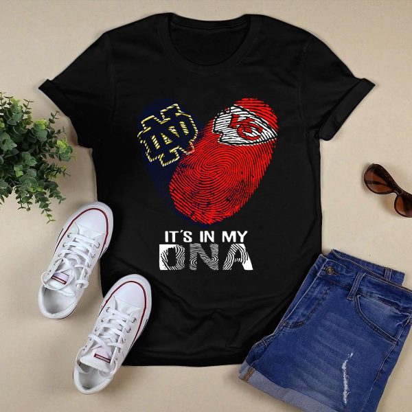 Notre Dame Fighting Irish And Kansas City Chiefs Its In My Dna T Shirt Black 1