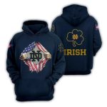 Notre Dame Fighting Irish Blood Me Inside Heart Flag Us All Over Print Hoodie