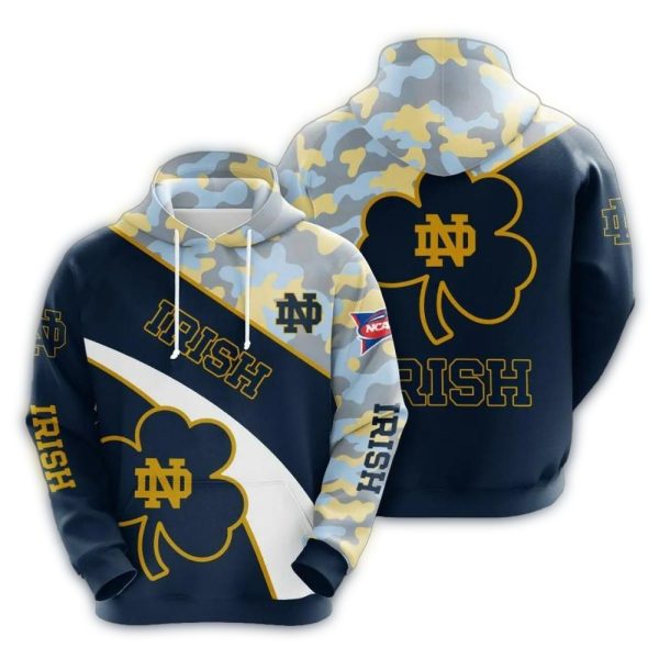 Notre Dame Fighting Irish Camo For Patricks Day AOP Hoodie 1