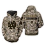 Notre Dame Fighting Irish Camouflage Veteran All Over Print Hoodie