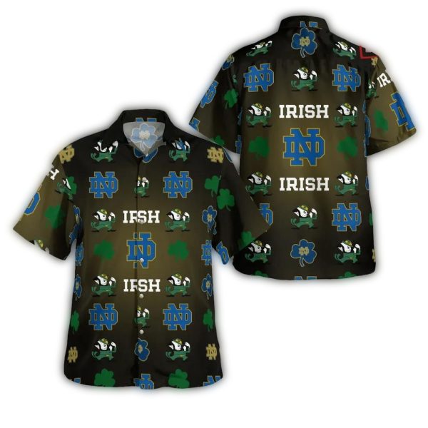 Notre Dame Fighting Irish Clover St Patricks Day Hawaiian Shirt 1