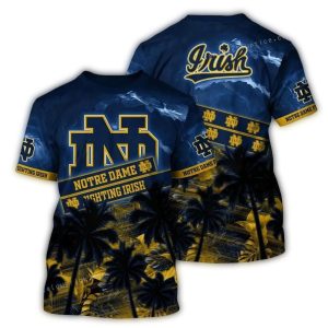 Notre Dame Fighting Irish Coconut Pattern Tropical All Over Print T Shirt