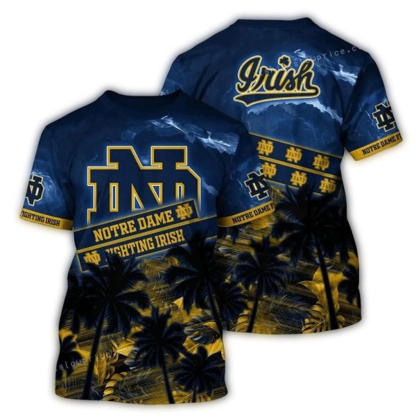 Notre Dame Fighting Irish Coconut Pattern Tropical AOP T Shirt 1
