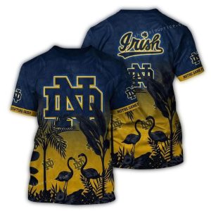Notre Dame Fighting Irish Flamingo Landscape All Over Print T Shirt