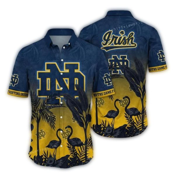 Notre Dame Fighting Irish Flamingo Landscape Hawaiian Shirt 1