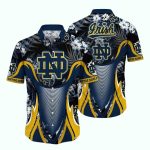 Notre Dame Fighting Irish Floral Flower Leafs Pattern Uniform Hawaiian Shirt