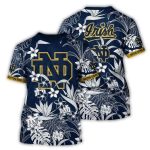 Notre Dame Fighting Irish Floral Flower Vintage All Over Print T Shirt