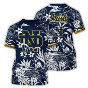 Notre Dame Fighting Irish Floral Flower Vintage All Over Print T Shirt