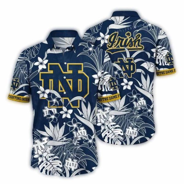 Notre Dame Fighting Irish Floral Flower Vintage Hawaiian Shirt 1