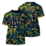 Notre Dame Fighting Irish Floral Leafs Pattern All Over Print T Shirt