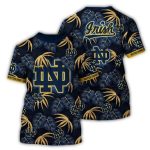 Notre Dame Fighting Irish Floral Leafs Pattern Summer All Over Print T Shirt