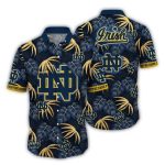 Notre Dame Fighting Irish Floral Leafs Pattern Tropical Hawaiian Shirt