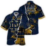 Notre Dame Fighting Irish Floral Leafs Scratch Hawaiian Shirt