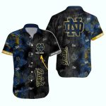 Personalized Notre Dame Fighting Irish Floral Leafs Tropical Hawaiian Shirt