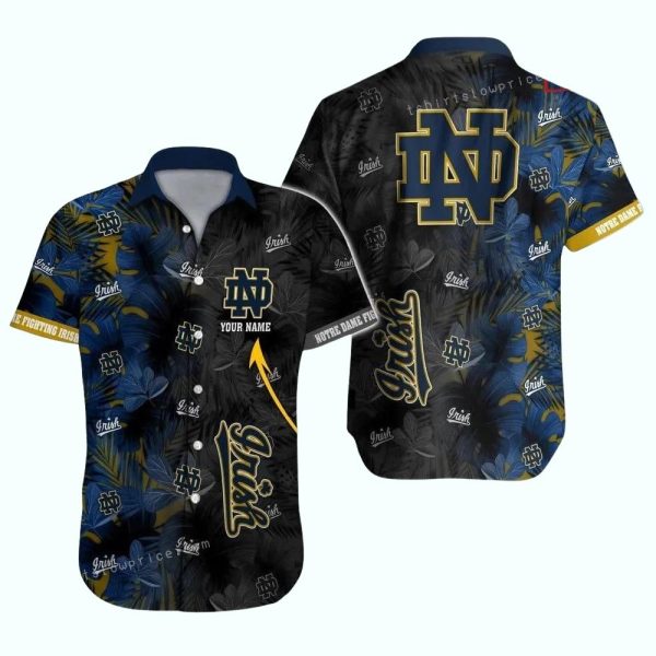 Notre Dame Fighting Irish Floral Leafs Tropical Hawaiian Shirt 1
