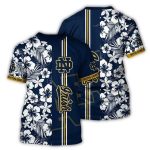 Notre Dame Fighting Irish Floral White Stripe All Over Print T Shirt