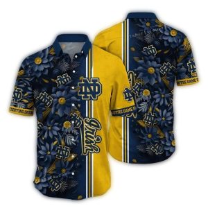 Notre Dame Fighting Irish Flower Blossom Stripe Hawaiian Shirt