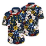 Notre Dame Fighting Irish Flower Flag Us Pattern Hawaiian Shirt