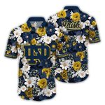 Notre Dame Fighting Irish Flower Gold And White Pattern Hawaiian Shirt